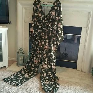Floral Romper NWT Olive Green